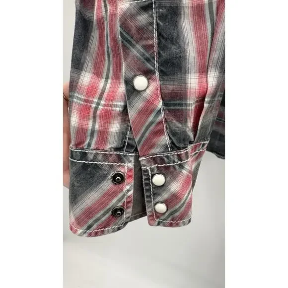 BKE Vintage Shirt Mens XL Plaid Western Pearl Snap Athletic Fit Cowboy - Picture 6 of 14